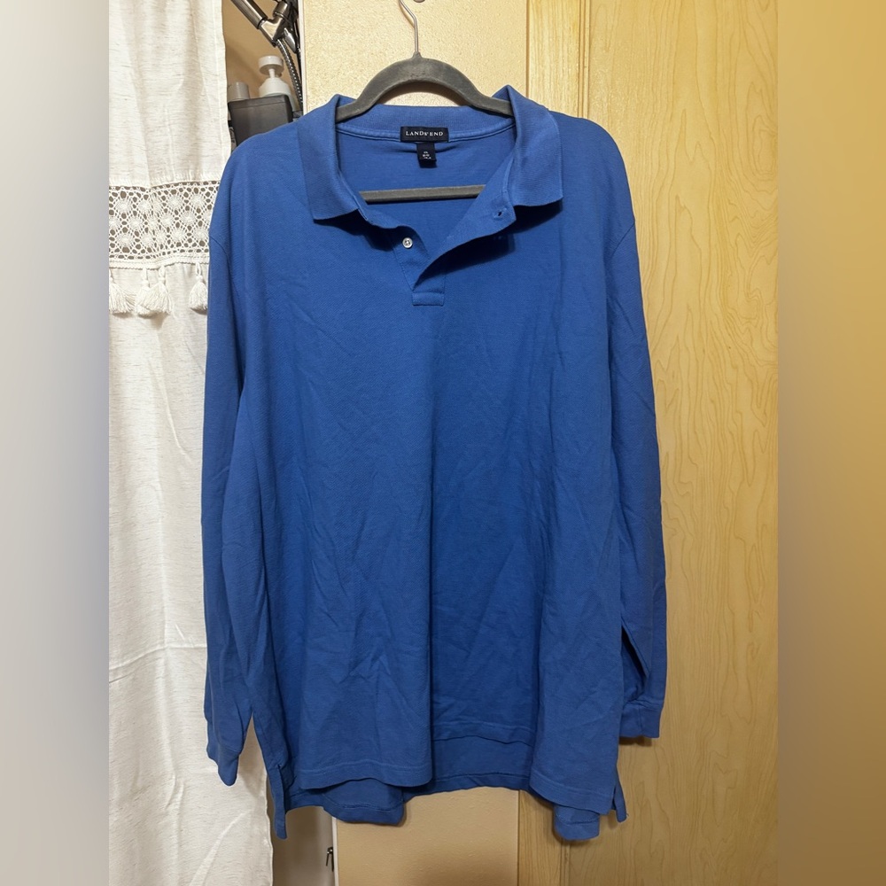Men’s Lands’ End Long Sleeve Blue Polo shirt